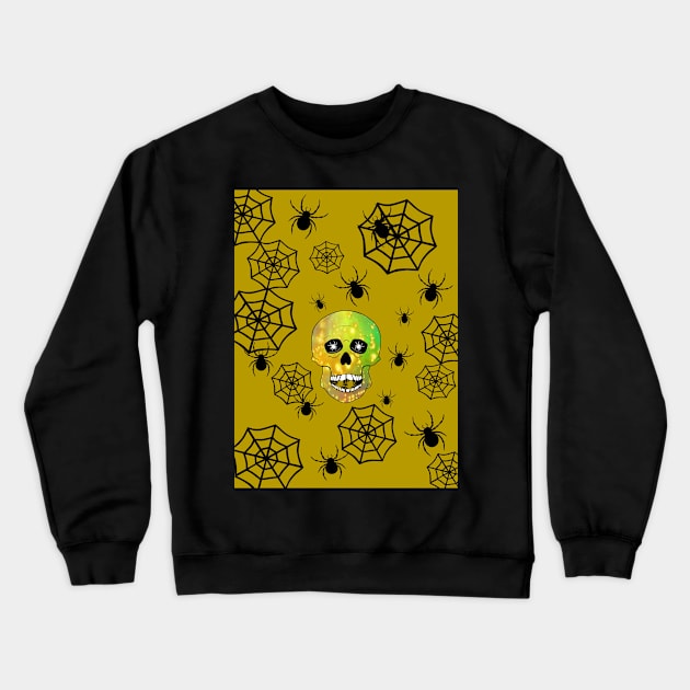 SKULL Head  Horror Happy Halloween Horror Gold Crewneck Sweatshirt by SartorisArt1